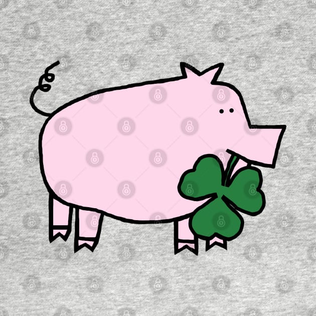 Saint Patricks Day Pig with Shamrock by ellenhenryart